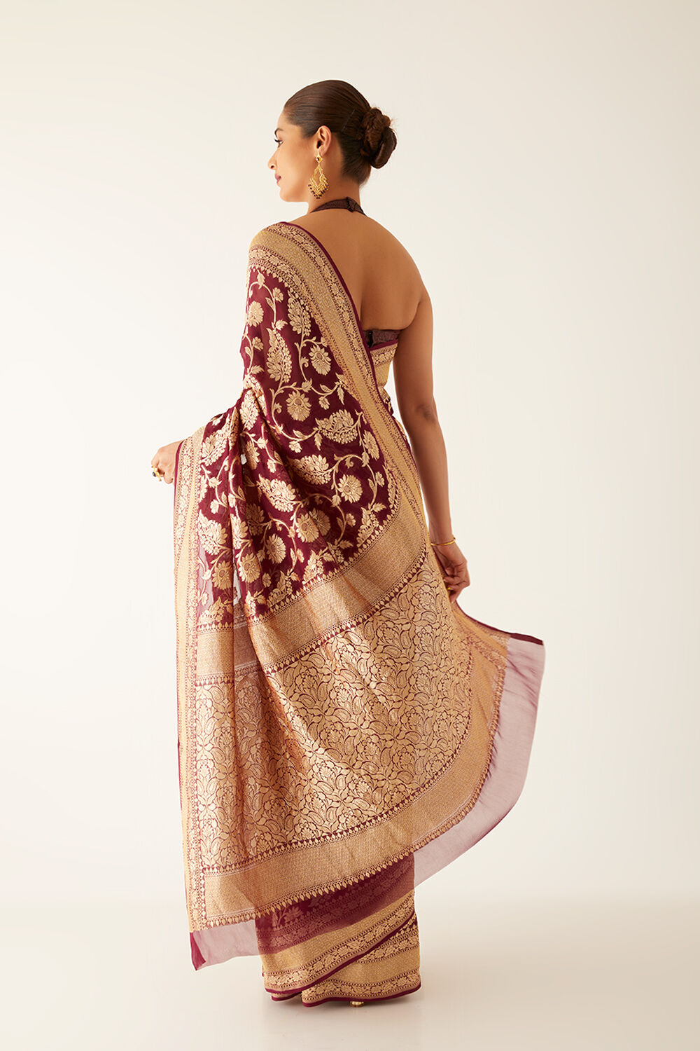 Brown Khaddi Georgette Handloom Banarasi Saree